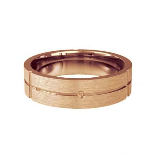 Patterned Designer Rose Gold Wedding Ring - Carino